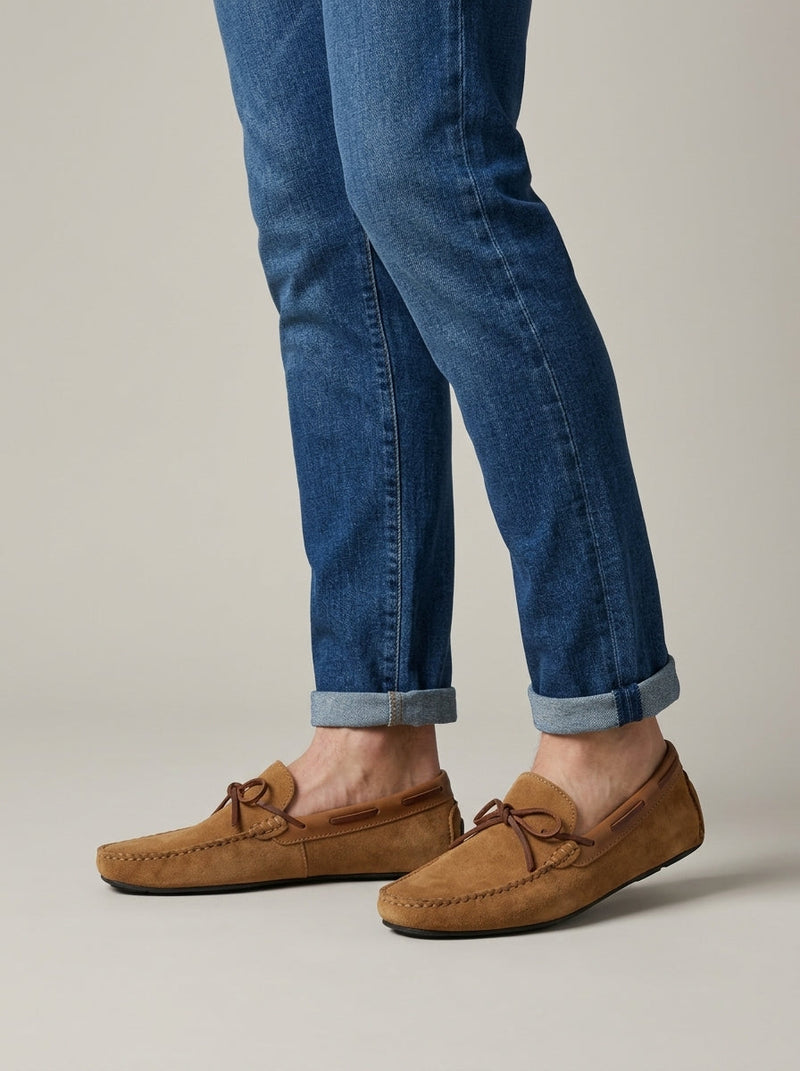 Hollis Men's Suede Loafers | Bow, Lace, Flat