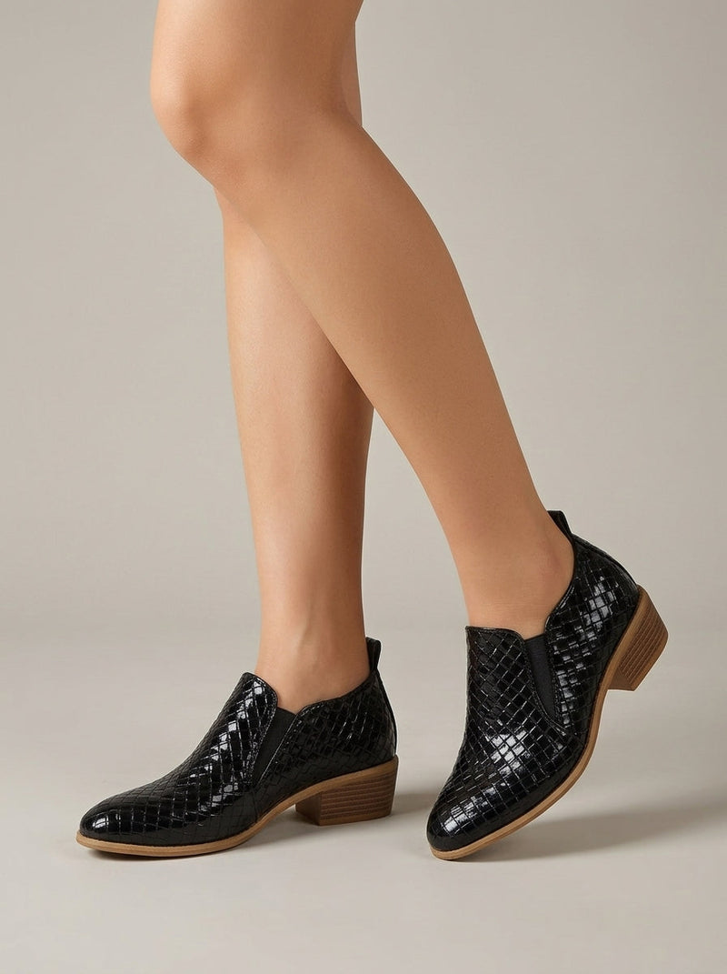 Dahlia Women's Block Heel Ankle Boots | Slip, Pointed Toe, Slip-on