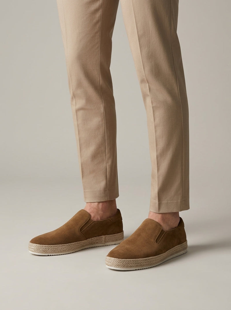 Sawyer Men's Suede Espadrilles | Slip, Flat, Round Toe