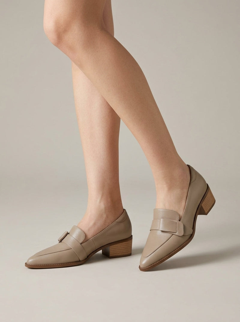 Bijou Women's Chunky Heel Loafers | Pointed Toe