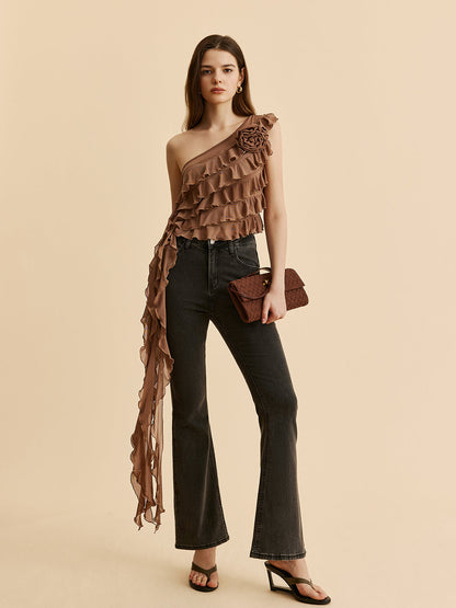 Selma Women's Ruffled Top - styled view
