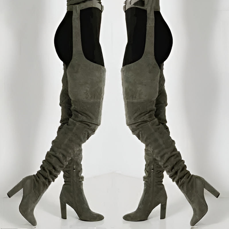 Clara Women's Suede Boots | Chunky, High Heel