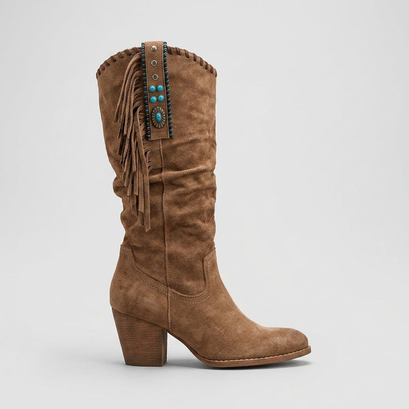 Ines Women's Suede Knee-high Boots - fabric and finish detail