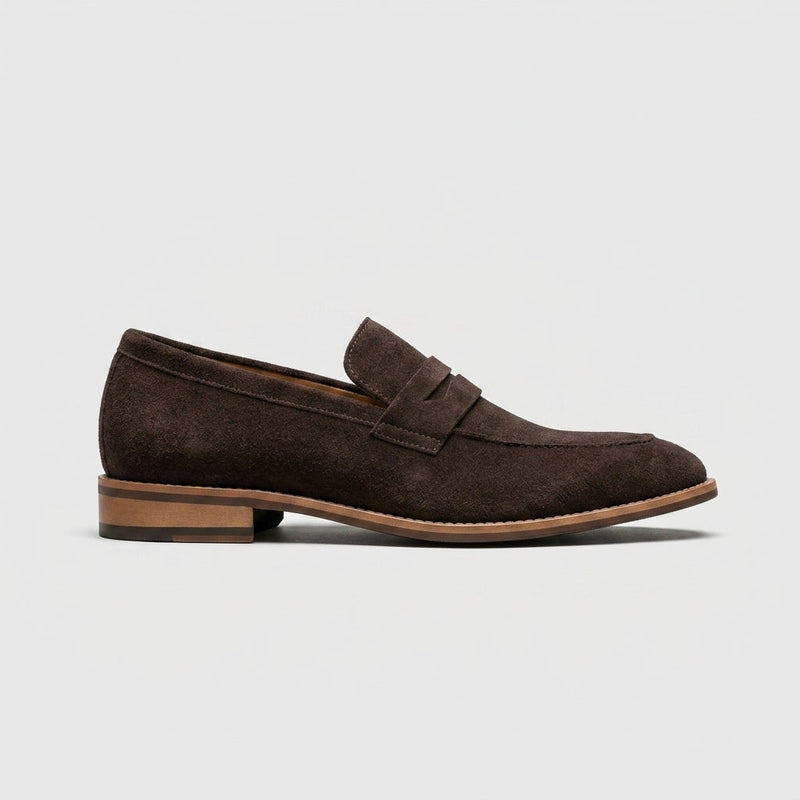 Tobias Men's Suede Loafers | Block Heel, Slip, Slip-on