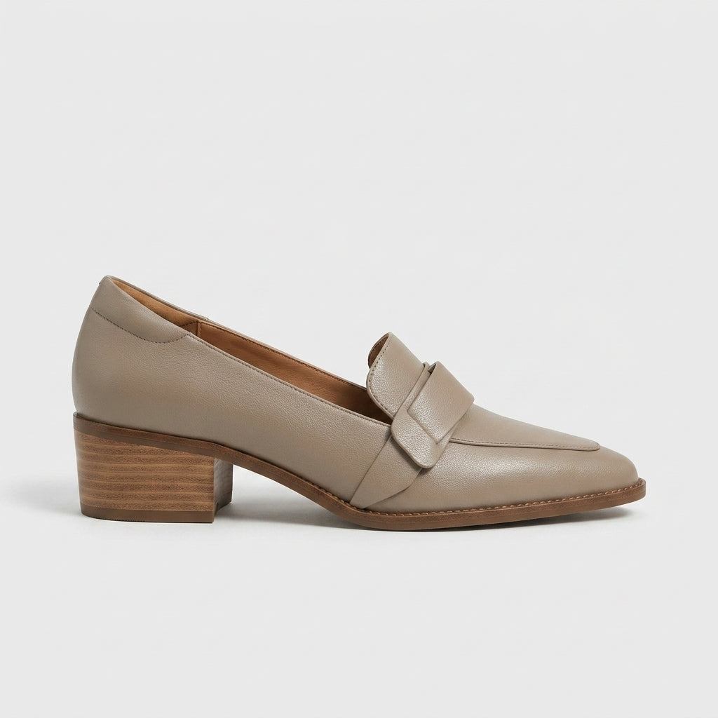 Bijou Women's Chunky Heel Loafers - fabric and finish detail