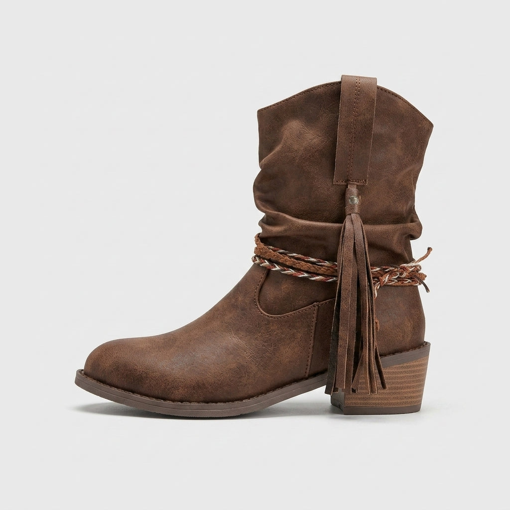 Odette Women's Block Heel Ankle Boots - fabric and finish detail