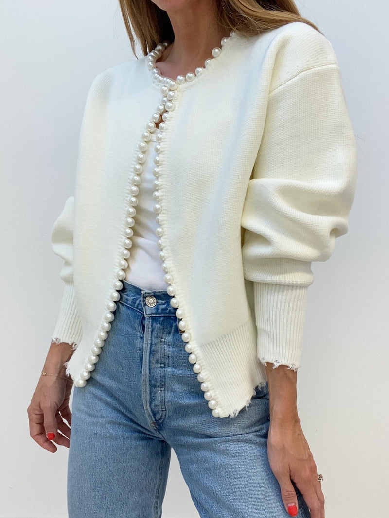 Hattie Women's Cardigan | Pearl, Cotton, Knit