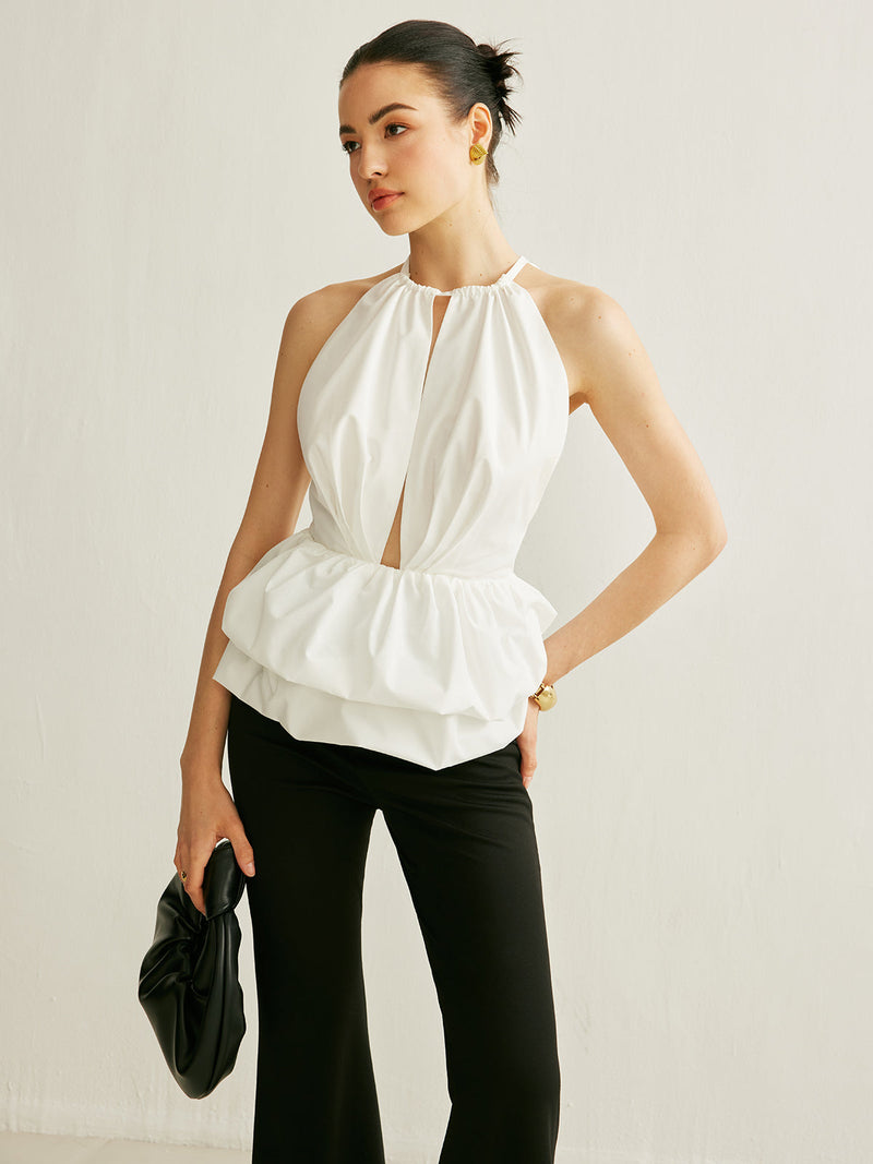 Cleo Women's Top | Peplum, Crew Neck, Sleeveless