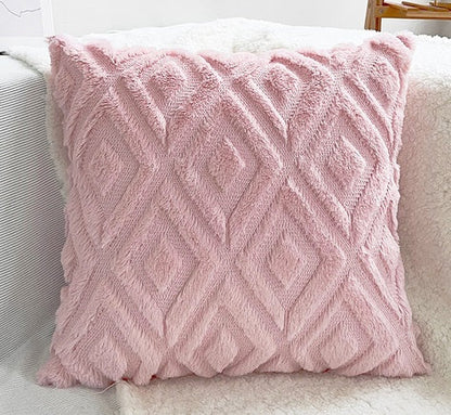 3D Diamond Cotton-Linen Cushion Cover | Textured Weave, Hidden Zip