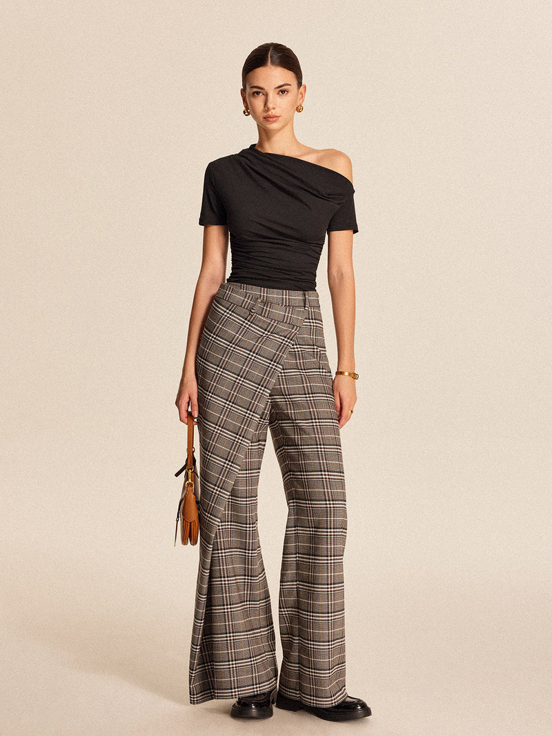 Selma Women's Asymmetric Trousers | Plaid