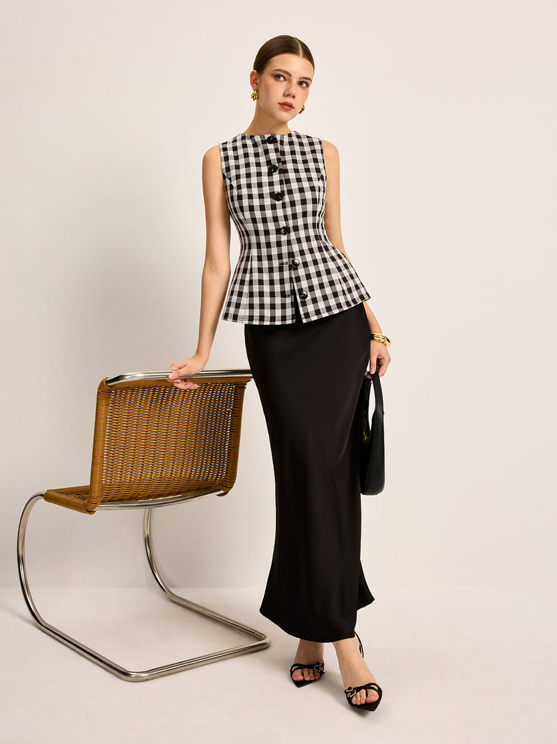 Tilda Women's Plaid Top - fabric and finish detail