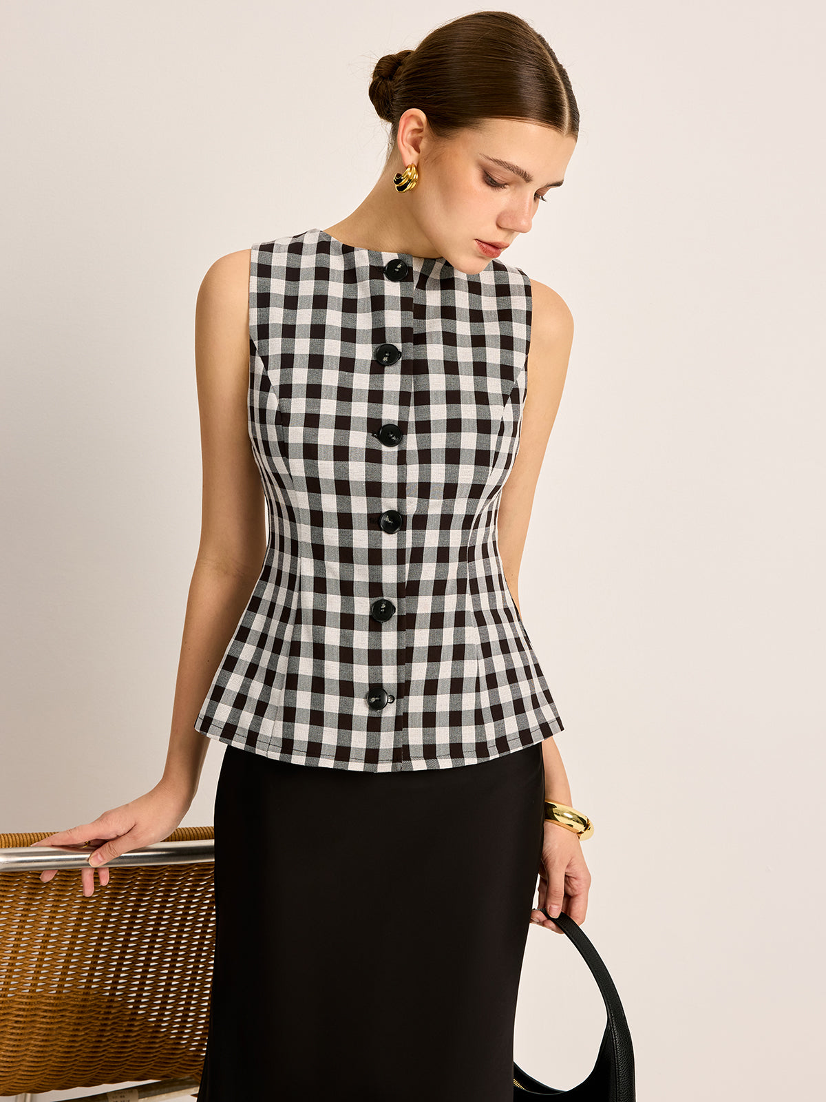 Tilda Women's Plaid Top - close-up detail
