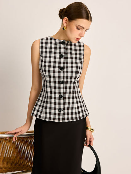 Tilda Women's Plaid Top - close-up detail