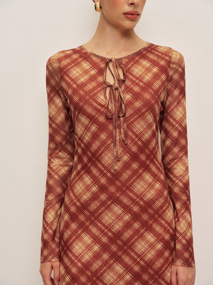 Faye Women's Plaid Dress - fabric and finish detail