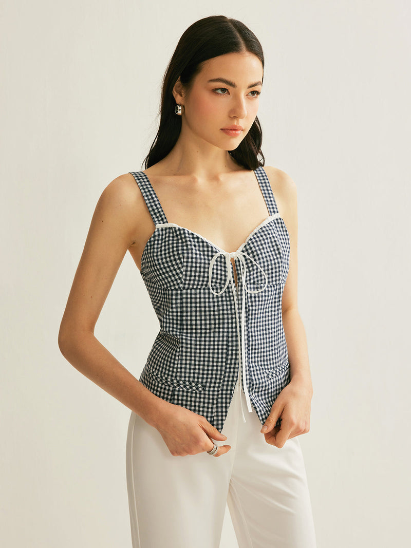 Giselle Women's Plaid Top | Cotton, Sleeveless, Zipper