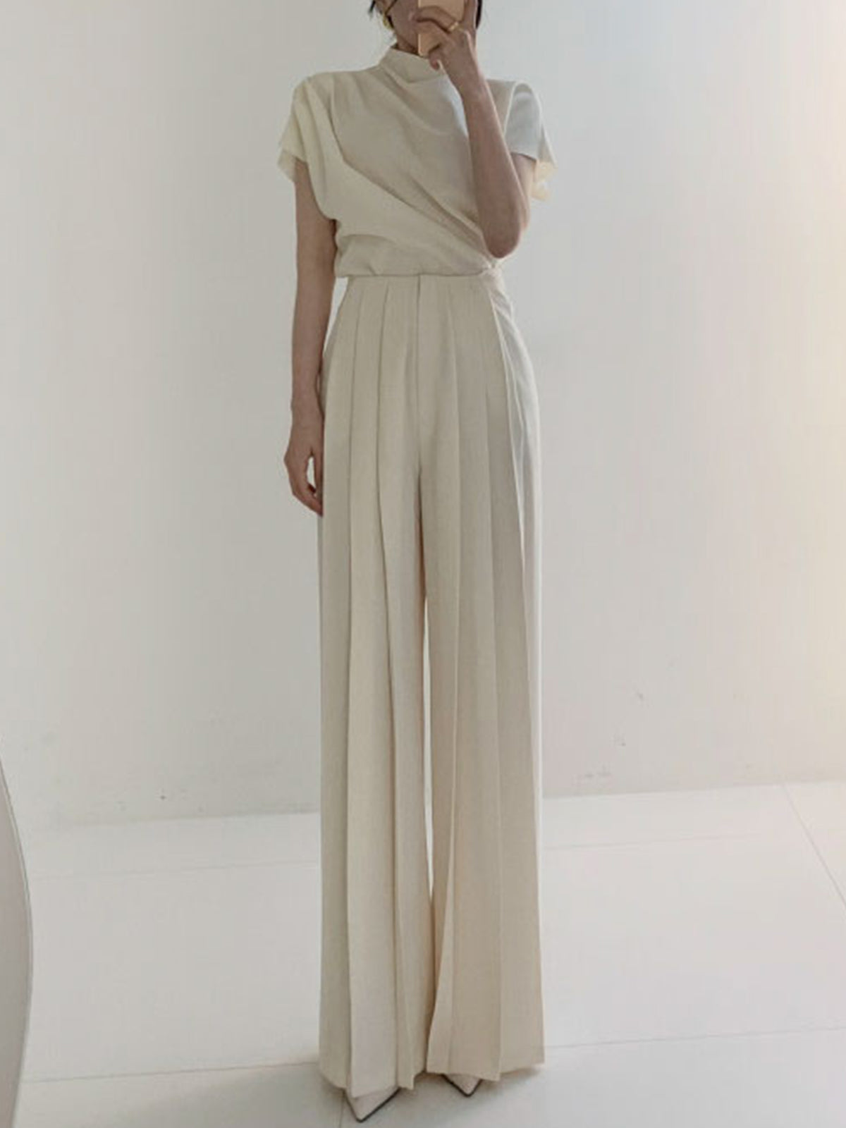 Rhea Women's Wide Leg Trousers - styled view