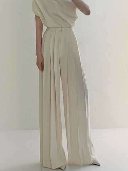 Rhea Women's Wide Leg Trousers - fabric and finish detail
