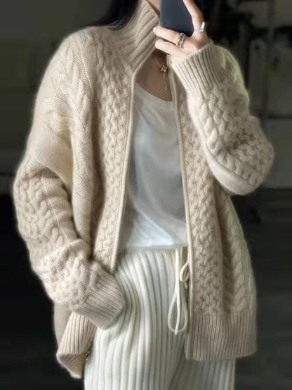 Juliette Women's Cable Knit Jacket - fabric and finish detail