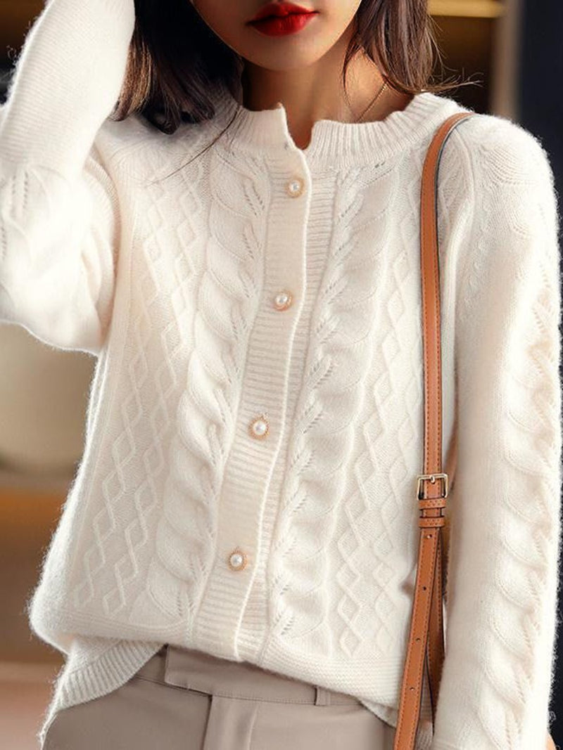 Elena Women's Cable Knit Cardigan - front view