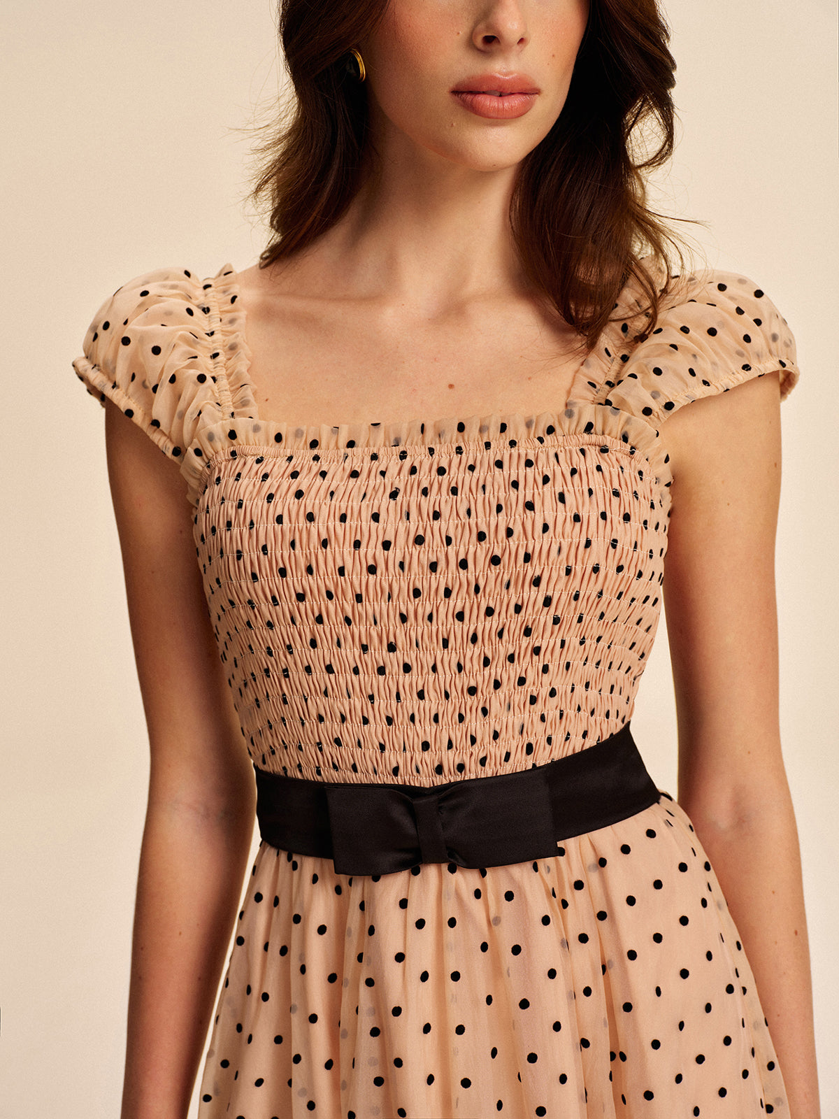 Dahlia Women's Pleated Dress - fabric and finish detail