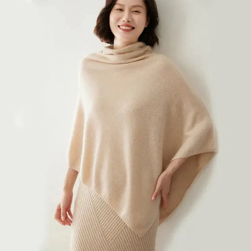 Rhea Women's Asymmetric Poncho | Black, Brown