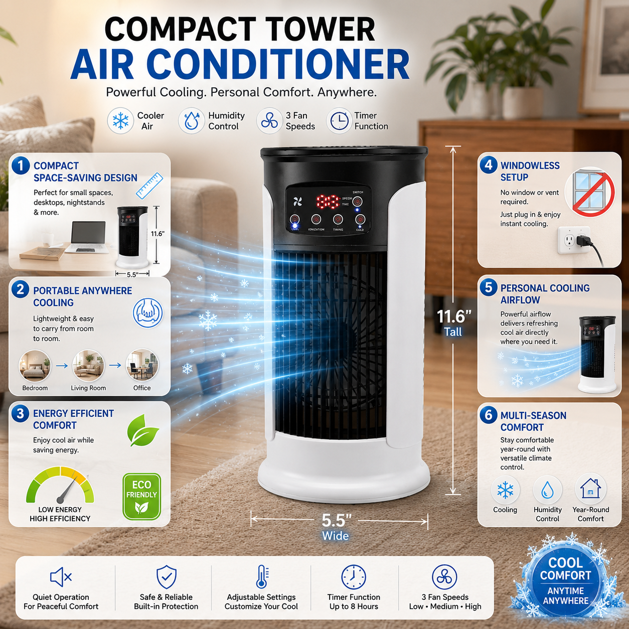 Dune Portable Air Conditioner - fabric and finish detail