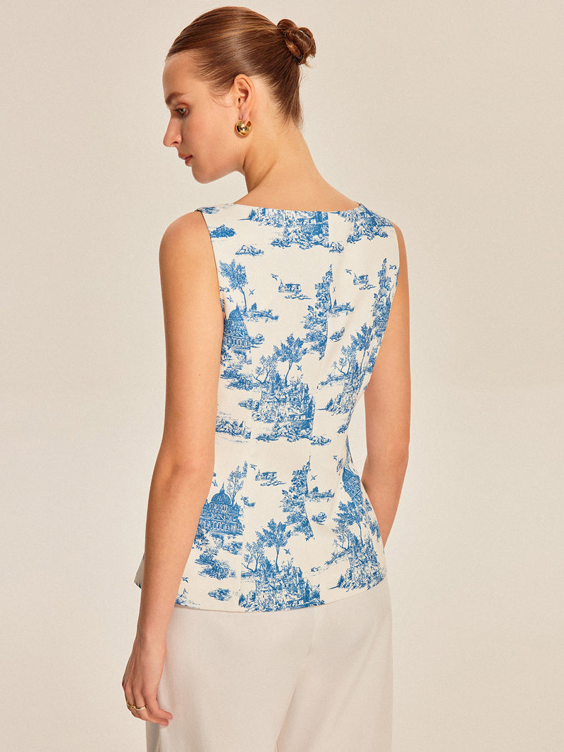 Tallulah Women's Printed Vest - back view