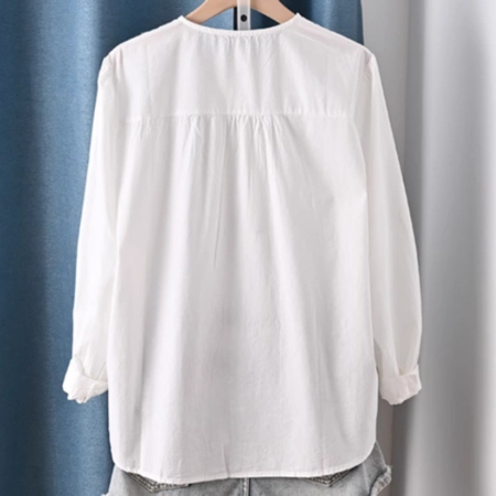 Ottilie Women's Pleated Blouse - fabric and finish detail