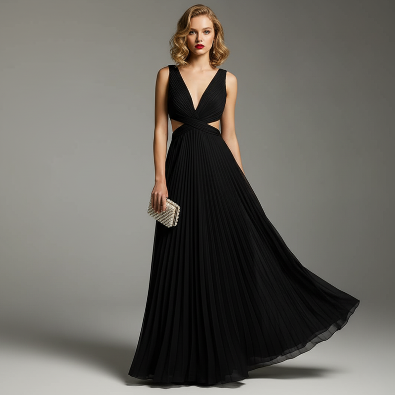 Dahlia Women's Pleated Maxi Dress - front view