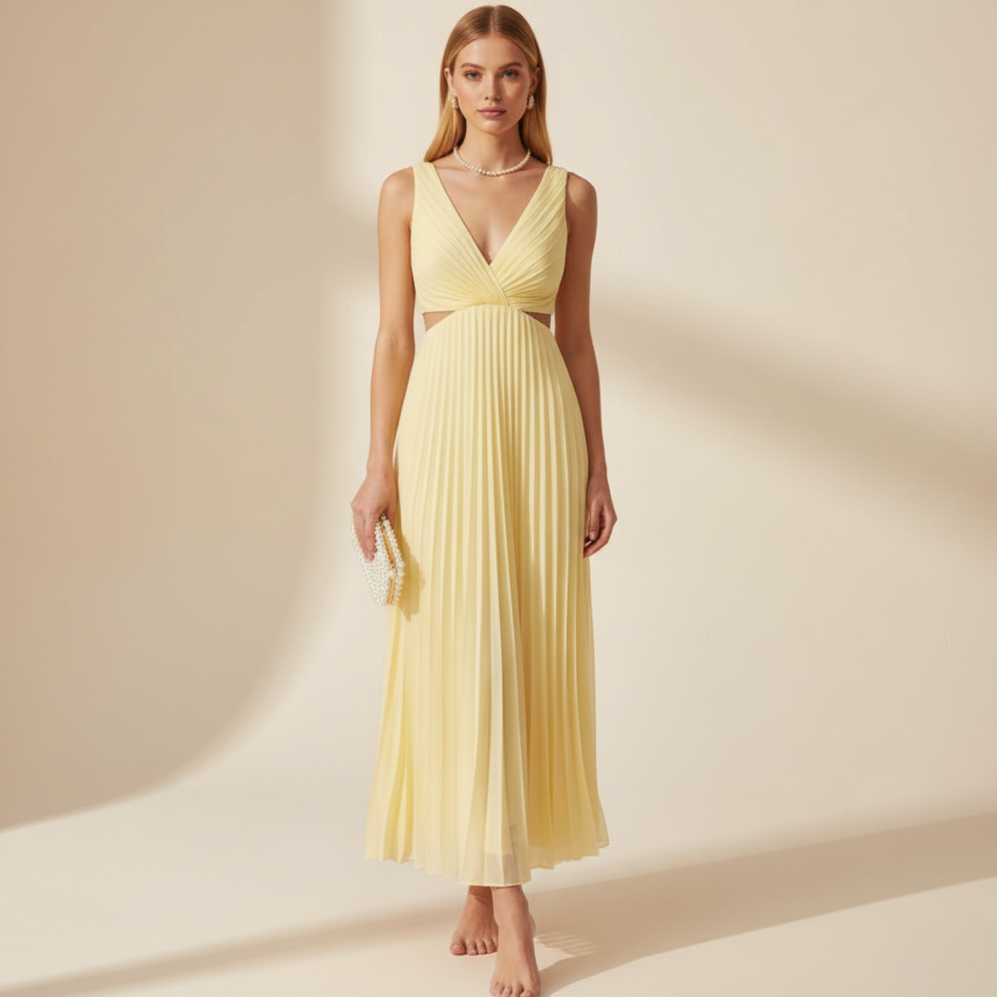 Dahlia Women's Pleated Maxi Dress - shown in use