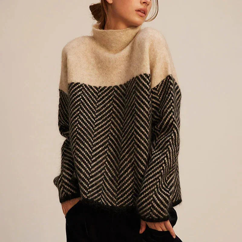 Juliette Women's Sweater | Geometric, Turtleneck, Mock Neck