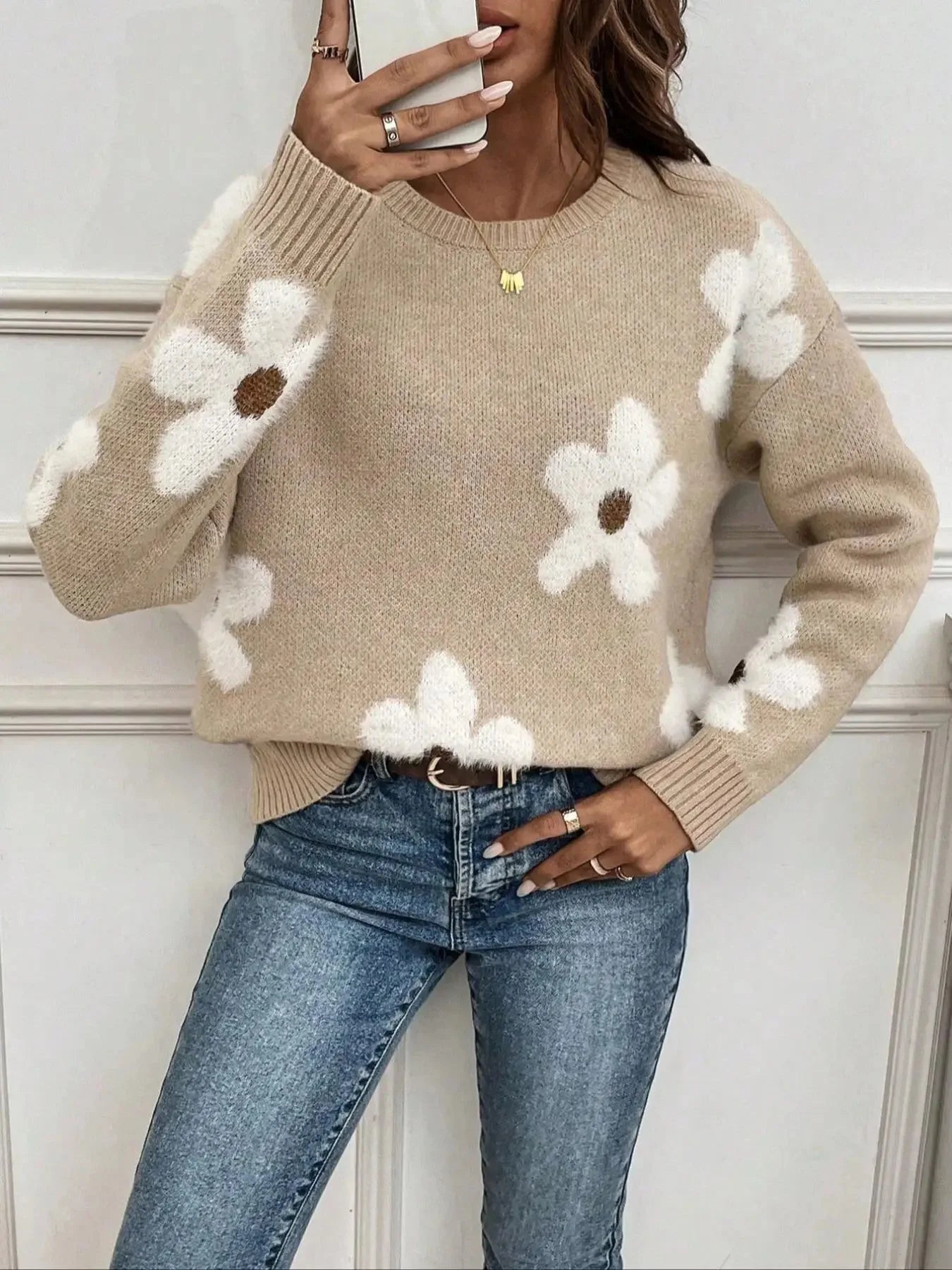 Iris Women's Floral Sweater - styled view