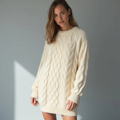 Vera Women's Cable Knit Sweater - fabric and finish detail