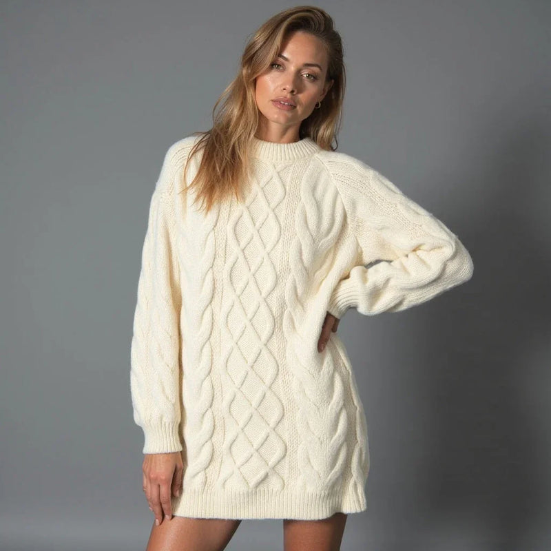 Vera Women's Cable Knit Sweater | Black, Cream