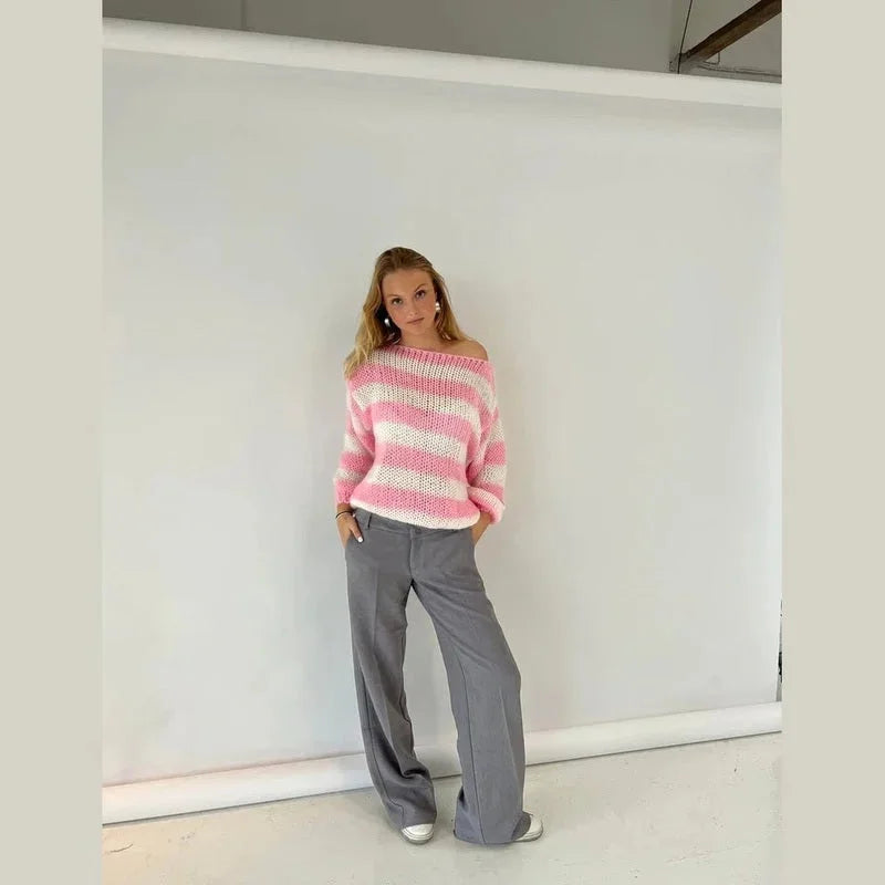 Clara Women's Striped Sweater - flat lay