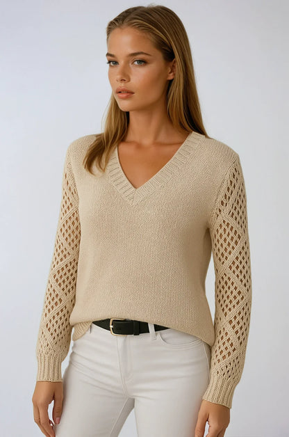 Quinn Women's Crochet Sweater - front view