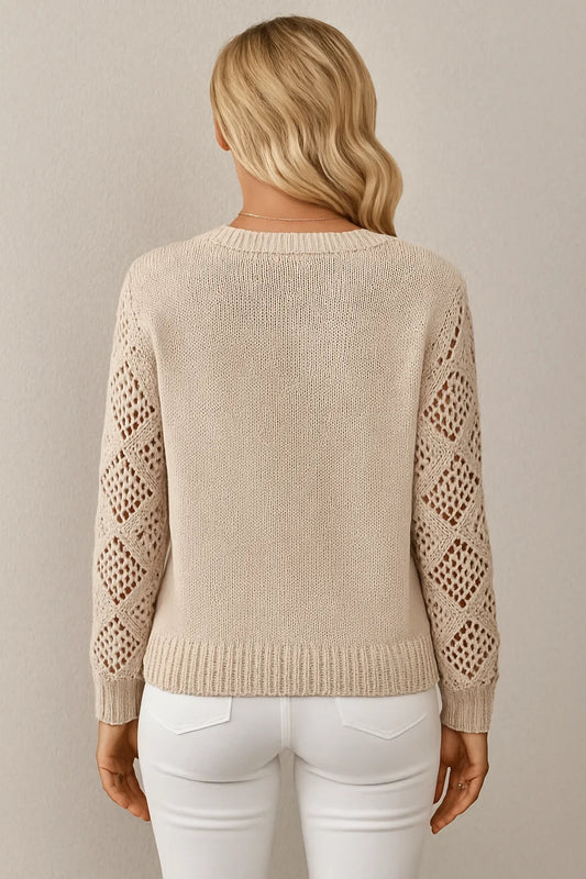 Quinn Women's Crochet Sweater - styled view