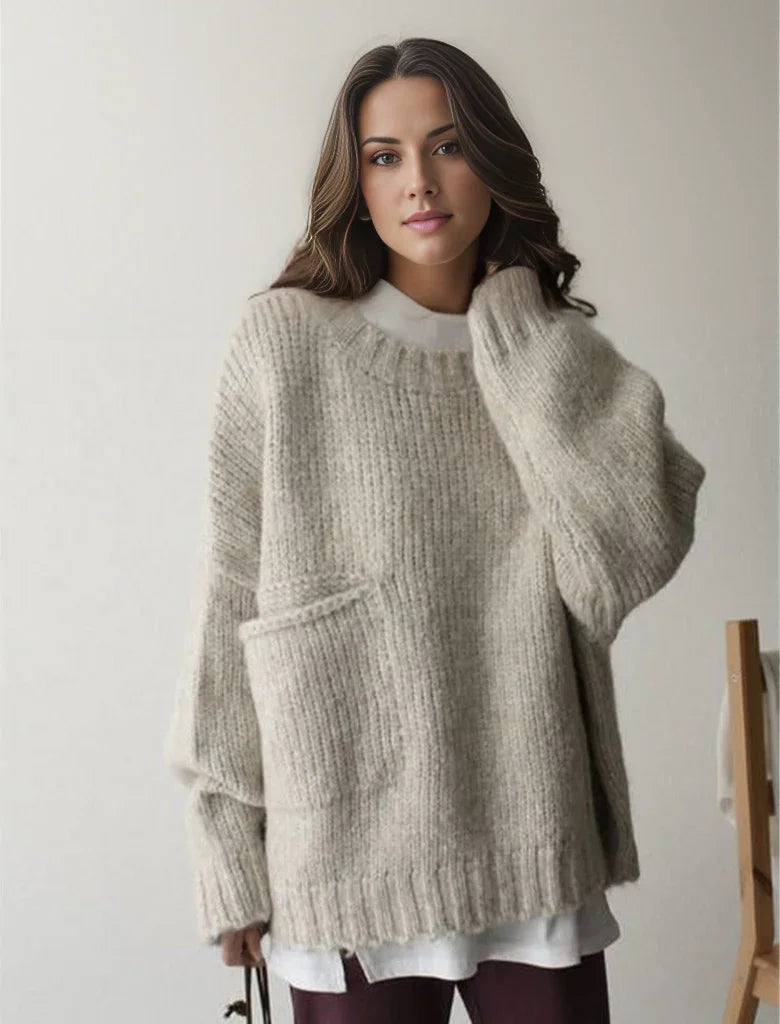 Saskia Women's Oversized Sweater | Pocket, Turtleneck