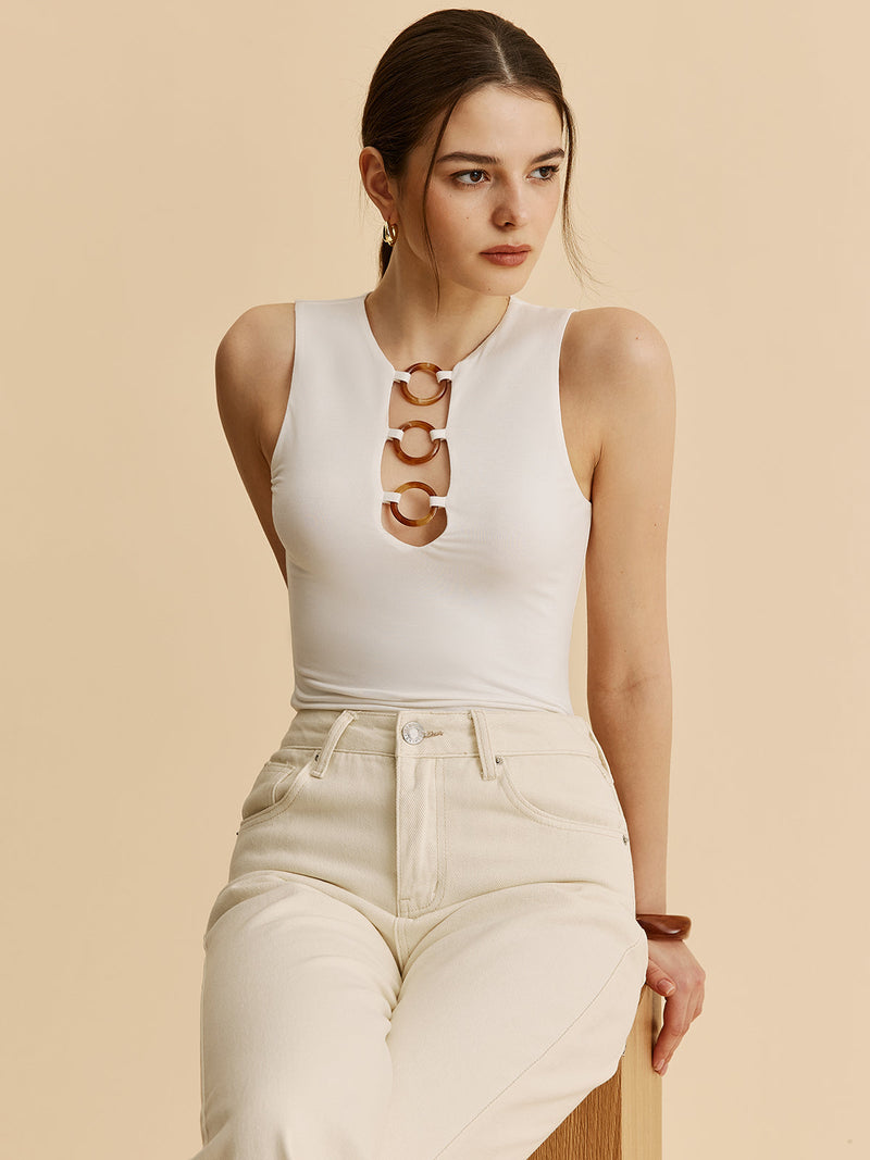 Clara Women's Pleated Tank Top - back view