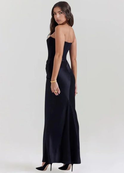 Anaïs Women's Satin Maxi Dress - fabric and finish detail