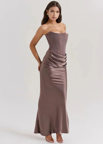 Anaïs Women's Satin Maxi Dress - back view