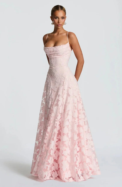 Greta Women's Floral Maxi Dress - fabric and finish detail
