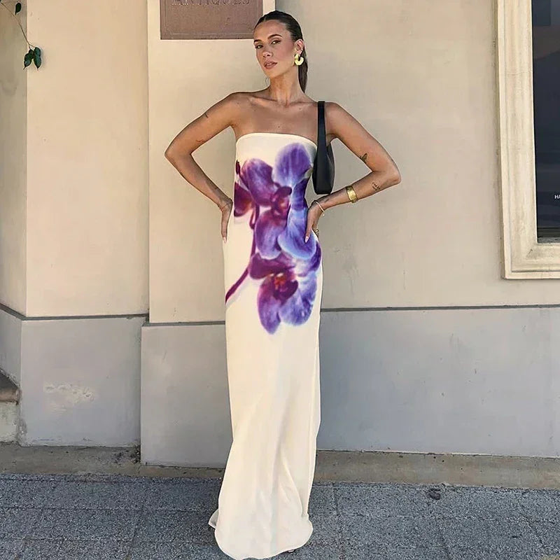 Kira Women's Floral Maxi Dress - fabric and finish detail