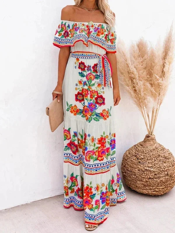Rosa Women's Floral Maxi Dress - fabric and finish detail
