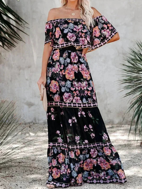 Rosa Women's Floral Maxi Dress - flat lay