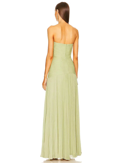 Paloma Women's Pleated Maxi Dress - fabric and finish detail