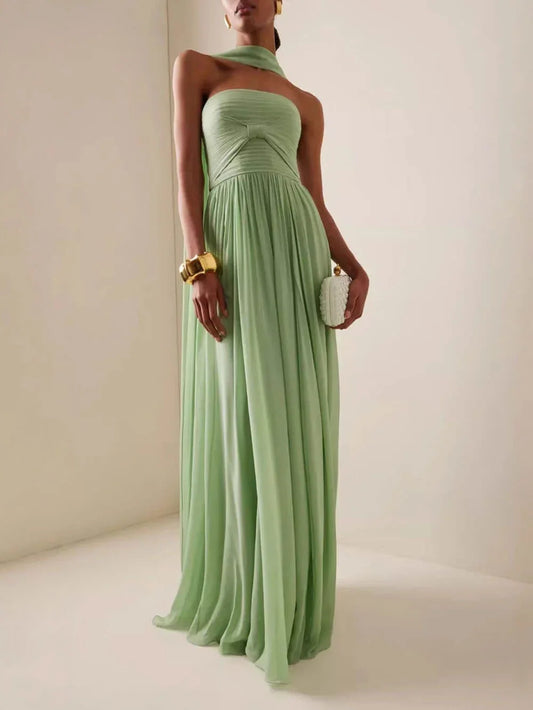 Elena Women's Pleated Maxi Dress - styled view