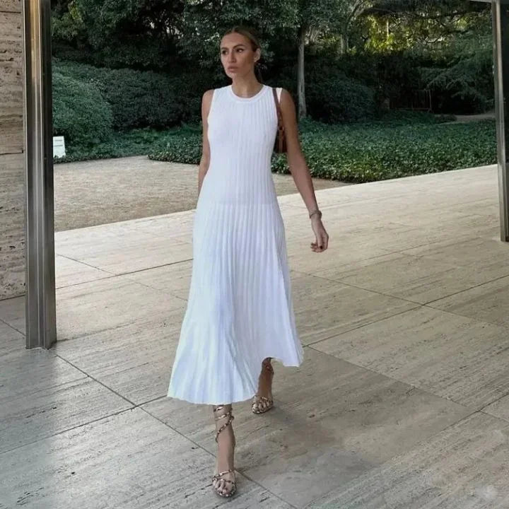 Alba Women's Pleated Maxi Dress | Sleeveless, Midi