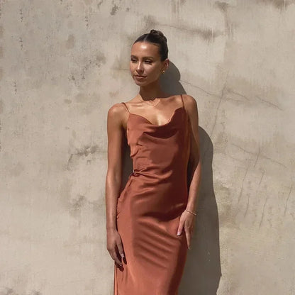 Beatrix Women's Satin Maxi Dress - styled view