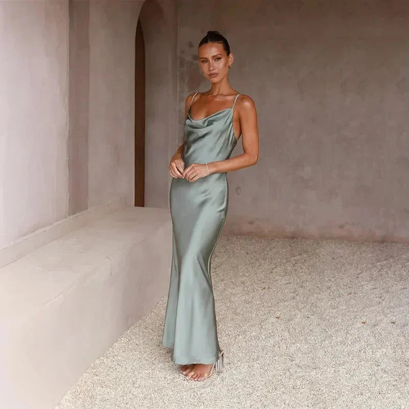 Beatrix Women's Satin Maxi Dress - close-up detail
